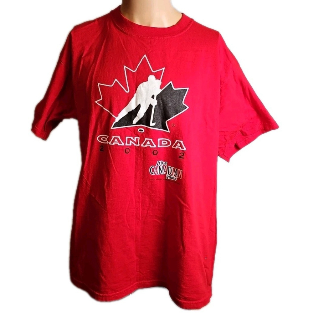Vintage 2002 Team Canada Hockey Shirt Adult Size XL Red Olympics It's A Canadian